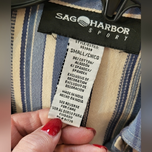 Vintage Sag Harbor Sport Denim Chambray Stripes button up Small - Picture 4 of 12